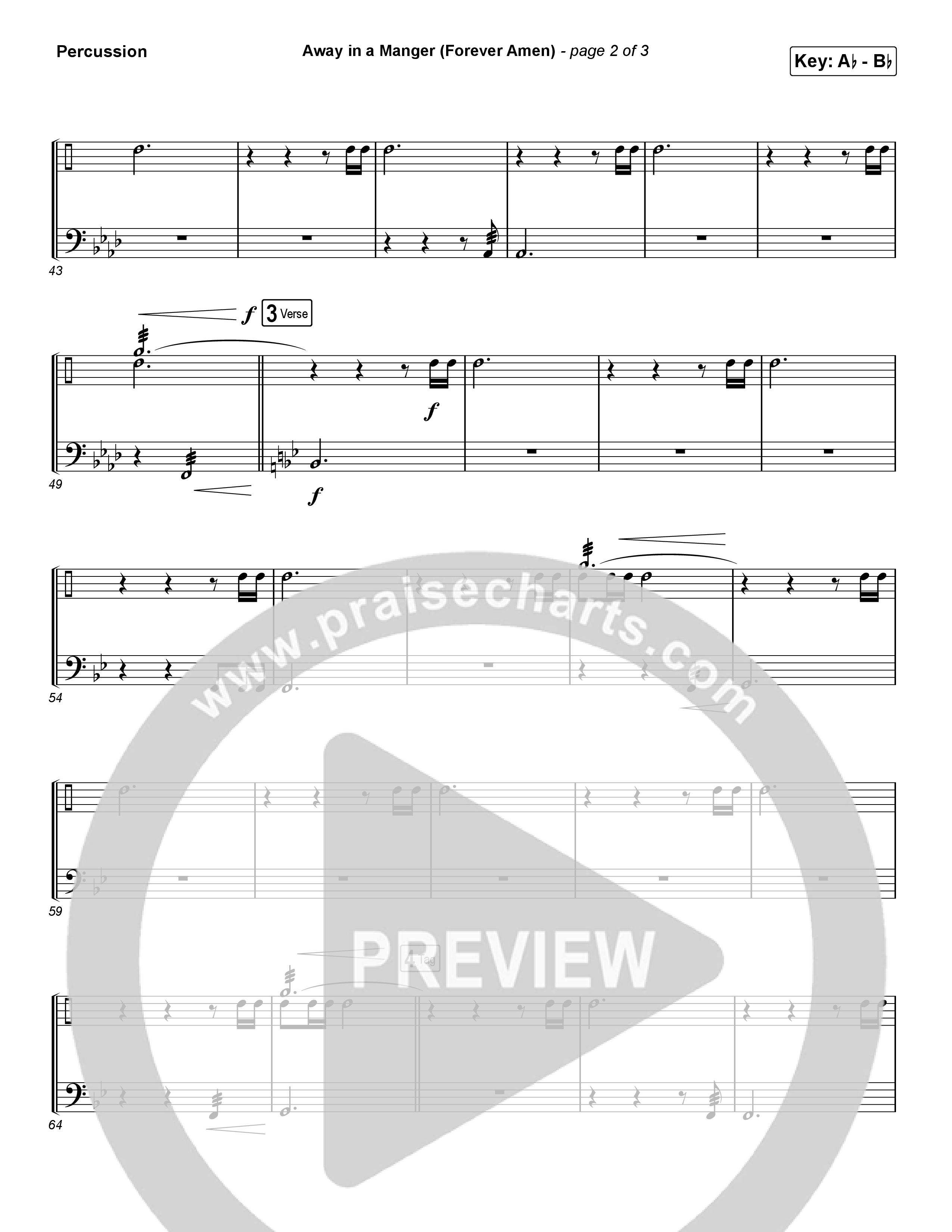 Away In A Manger (Forever Amen) (Choral Anthem SATB) Percussion (Phil Wickham / Arr. Luke Gambill)