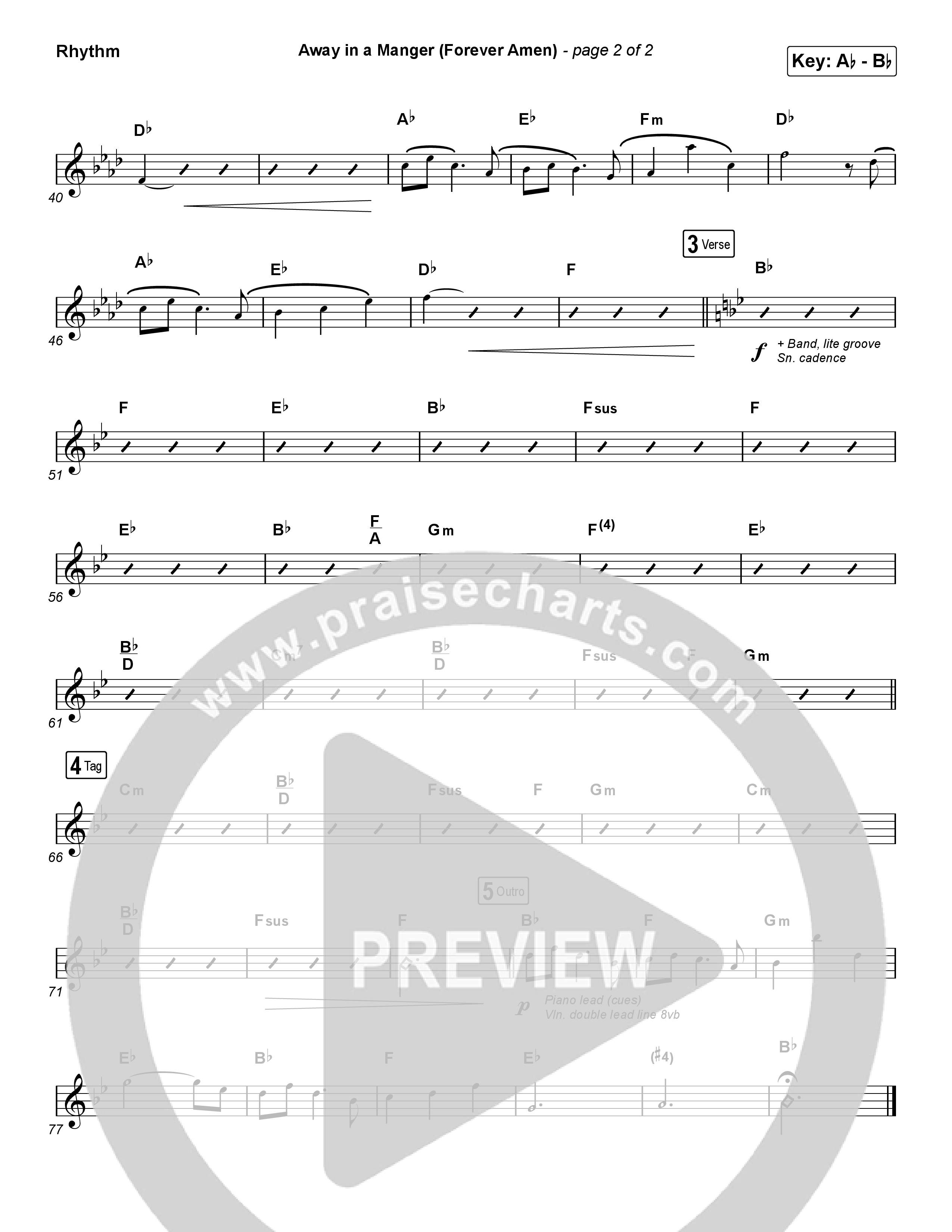 Away In A Manger (Forever Amen) (Choral Anthem SATB) Rhythm Chart (Phil Wickham / Arr. Luke Gambill)