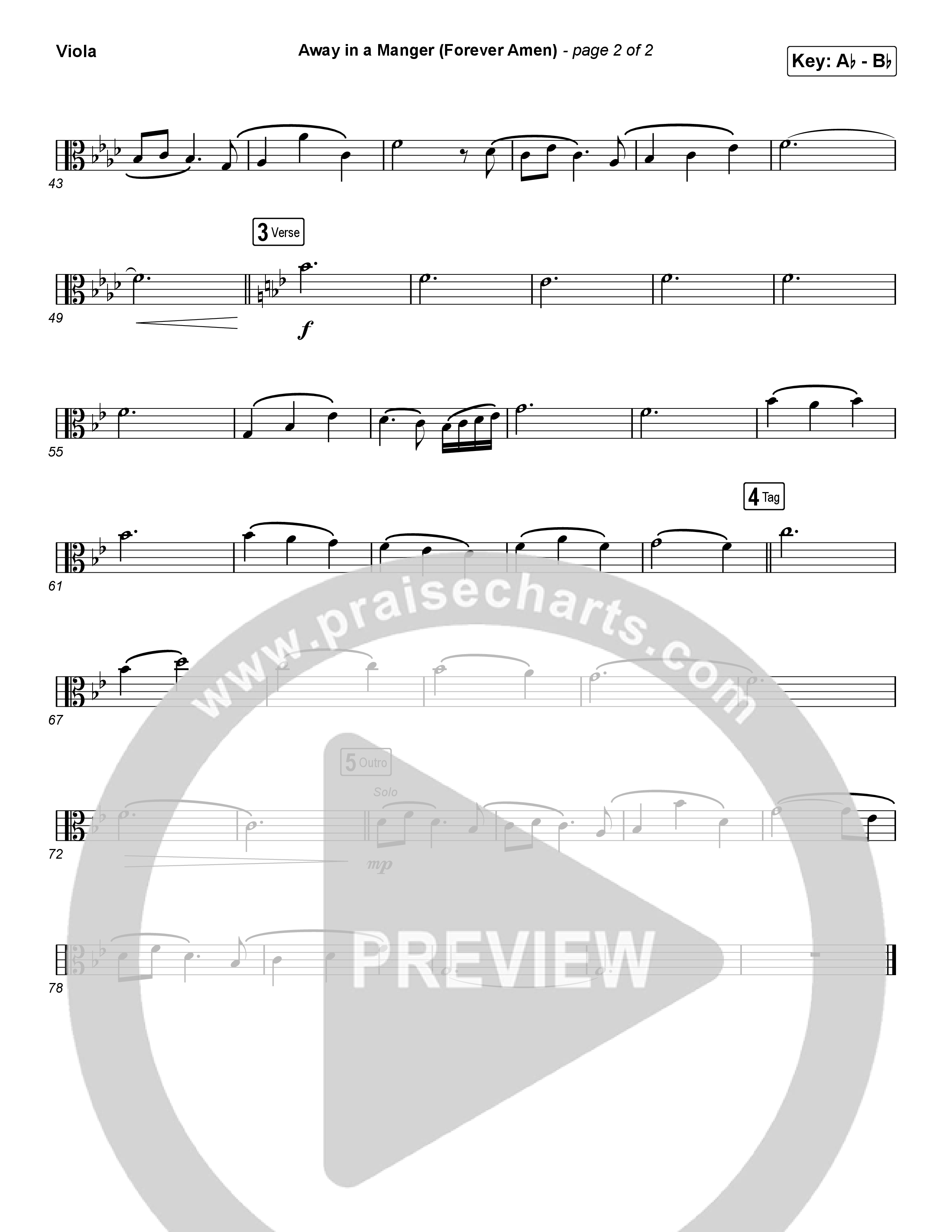 Away In A Manger (Forever Amen) (Choral Anthem SATB) Viola (Phil Wickham / Arr. Luke Gambill)