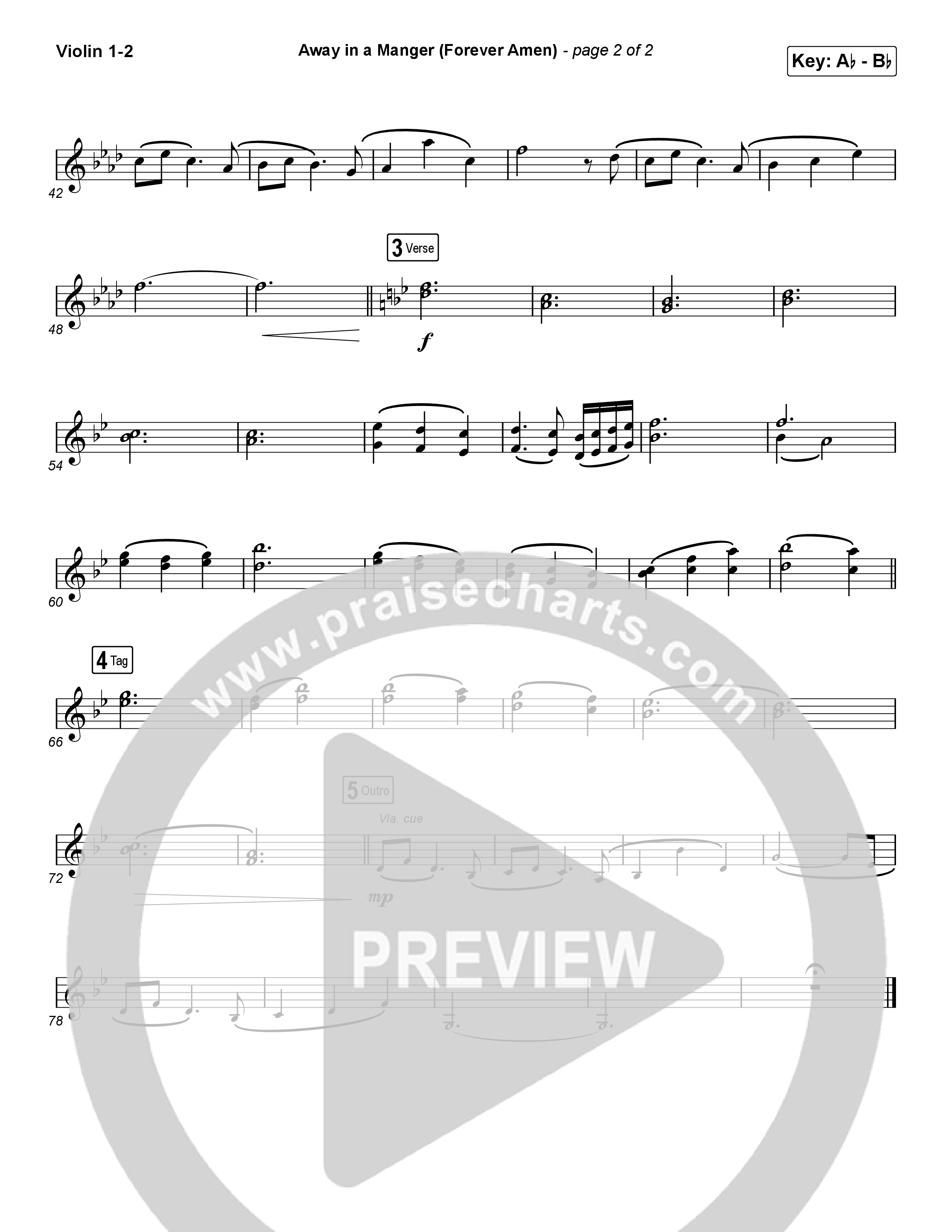 Away In A Manger (Forever Amen) (Choral Anthem SATB) Violin 1/2 (Phil Wickham / Arr. Luke Gambill)