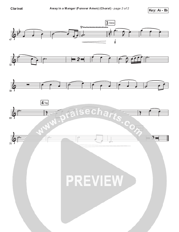 Away In A Manger (Forever Amen) (Choral Anthem SATB) Clarinet (Phil Wickham / Arr. Luke Gambill)