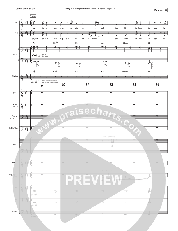 Away In A Manger (Forever Amen) (Choral Anthem SATB) Conductor's Score (Phil Wickham / Arr. Luke Gambill)