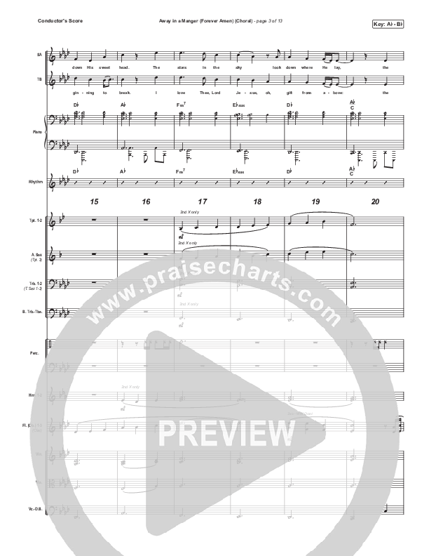 Away In A Manger (Forever Amen) (Choral Anthem SATB) Conductor's Score (Phil Wickham / Arr. Luke Gambill)