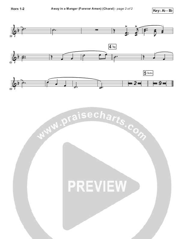 Away In A Manger (Forever Amen) (Choral Anthem SATB) French Horn 1/2 (Phil Wickham / Arr. Luke Gambill)