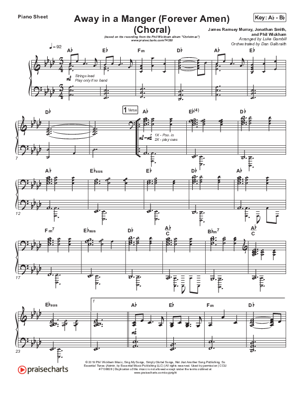 Away In A Manger (Forever Amen) (Choral Anthem SATB) Piano Sheet (Phil Wickham / Arr. Luke Gambill)