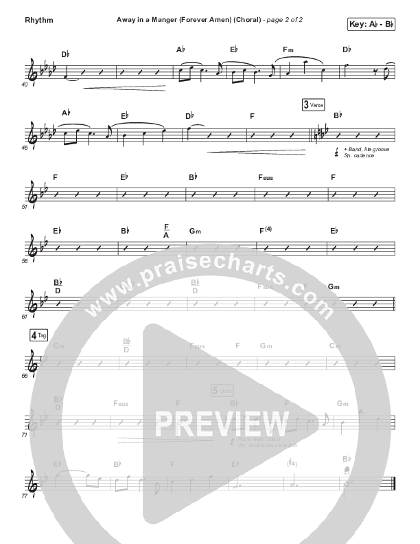 Away In A Manger (Forever Amen) (Choral Anthem SATB) Rhythm Chart (Phil Wickham / Arr. Luke Gambill)