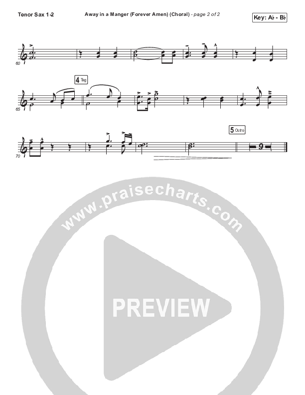 Away In A Manger (Forever Amen) (Choral Anthem SATB) Tenor Sax 1/2 (Phil Wickham / Arr. Luke Gambill)
