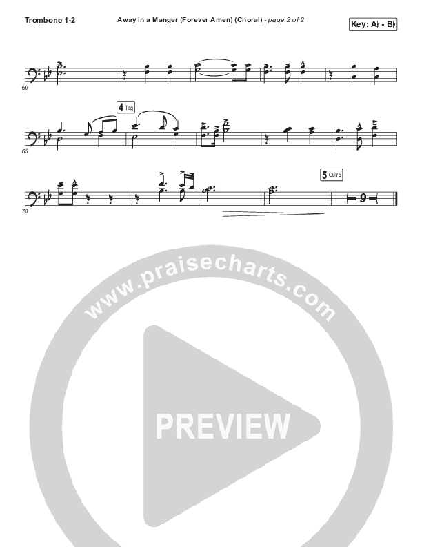 Away In A Manger (Forever Amen) (Choral Anthem SATB) Trombone 1/2 (Phil Wickham / Arr. Luke Gambill)