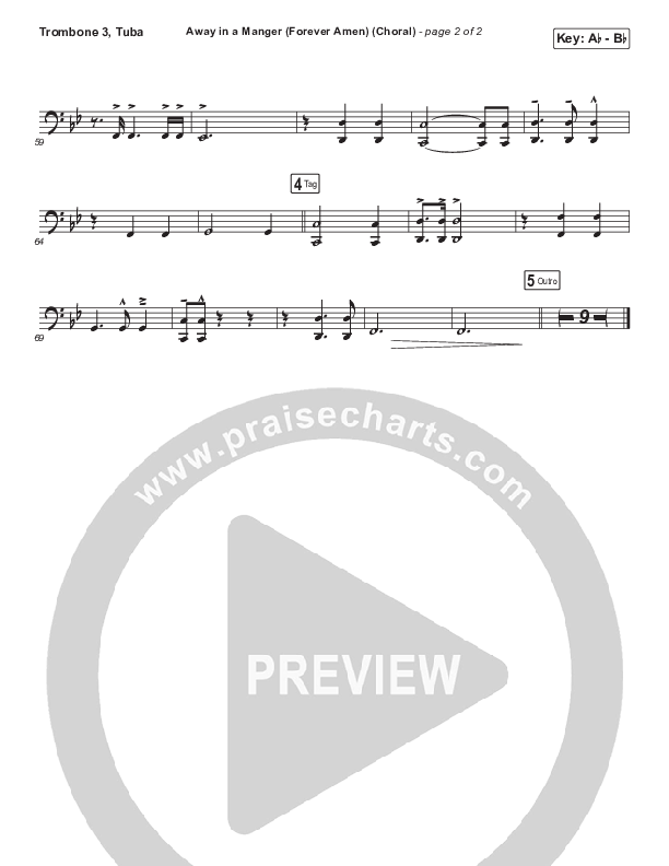 Away In A Manger (Forever Amen) (Choral Anthem SATB) Trombone 3/Tuba (Phil Wickham / Arr. Luke Gambill)