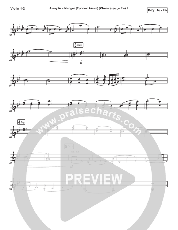 Away In A Manger (Forever Amen) (Choral Anthem SATB) Violin 1/2 (Phil Wickham / Arr. Luke Gambill)