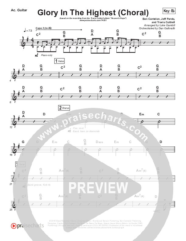 Glory In The Highest (Choral Anthem SATB) Acoustic Guitar (Travis Cottrell / Arr. Luke Gambill)