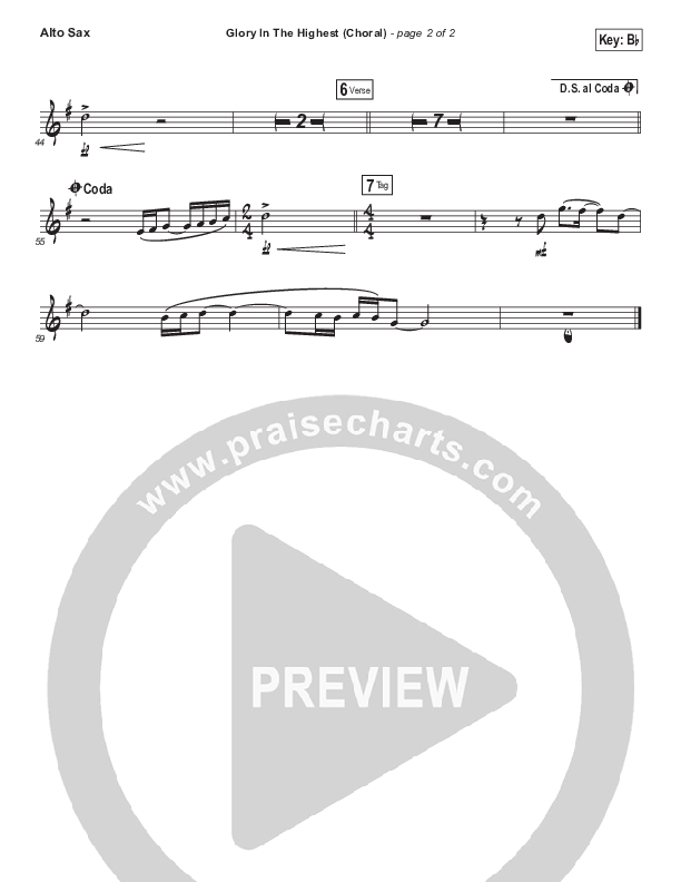 Glory In The Highest (Choral Anthem SATB) Alto Sax (Travis Cottrell / Arr. Luke Gambill)