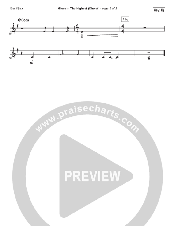 Glory In The Highest (Choral Anthem SATB) Bari Sax (Travis Cottrell / Arr. Luke Gambill)