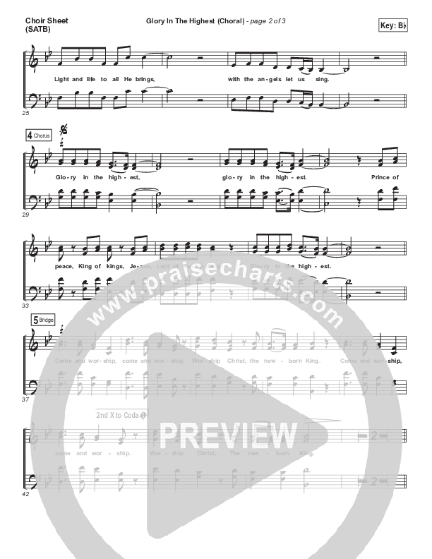 Glory In The Highest (Choral Anthem SATB) Choir Vocals (SATB) (Travis Cottrell / Arr. Luke Gambill)