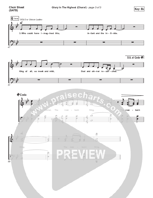 Glory In The Highest (Choral Anthem SATB) Choir Sheet (SATB) (Travis Cottrell / Arr. Luke Gambill)