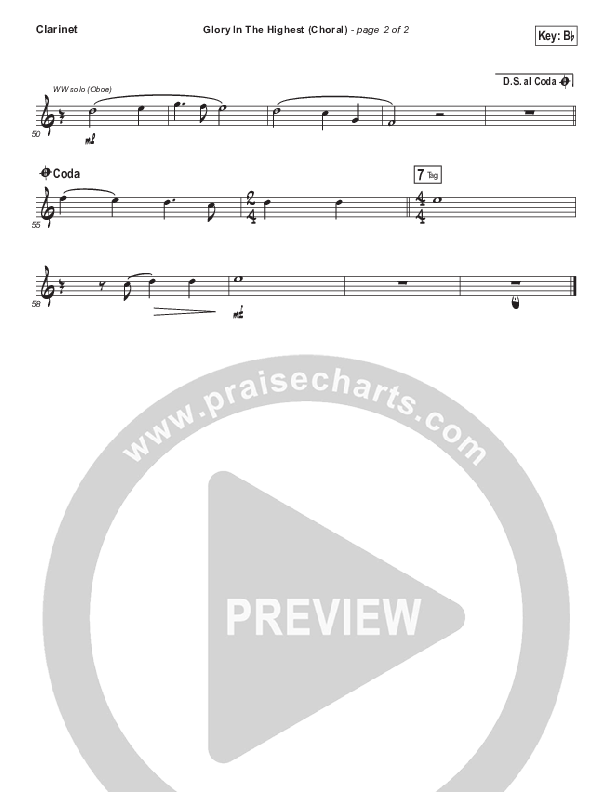 Glory In The Highest (Choral Anthem SATB) Clarinet (Travis Cottrell / Arr. Luke Gambill)