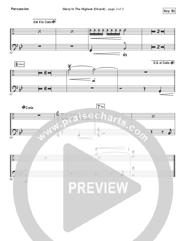 Glory In The Highest (Choral Anthem SATB) Percussion (Travis Cottrell / Arr. Luke Gambill)