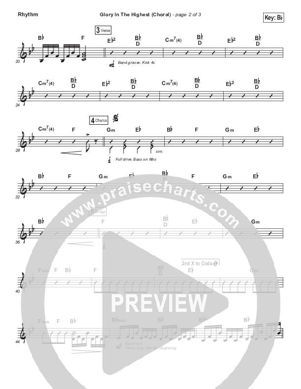 Glory In The Highest (Choral Anthem SATB) Rhythm Chart (Travis Cottrell / Arr. Luke Gambill)
