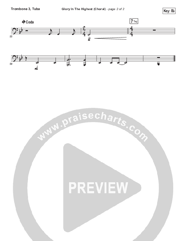 Glory In The Highest (Choral Anthem SATB) Trombone 3/Tuba (Travis Cottrell / Arr. Luke Gambill)