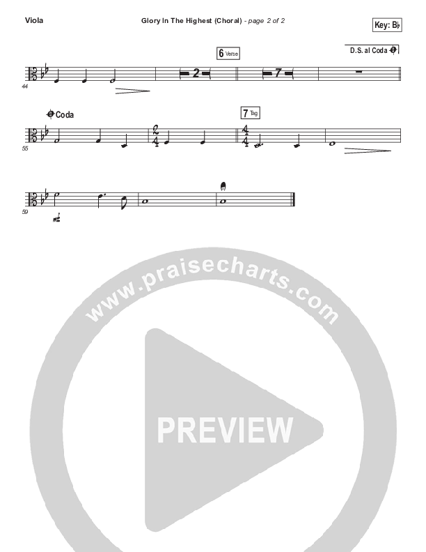 Glory In The Highest (Choral Anthem SATB) Viola (Travis Cottrell / Arr. Luke Gambill)