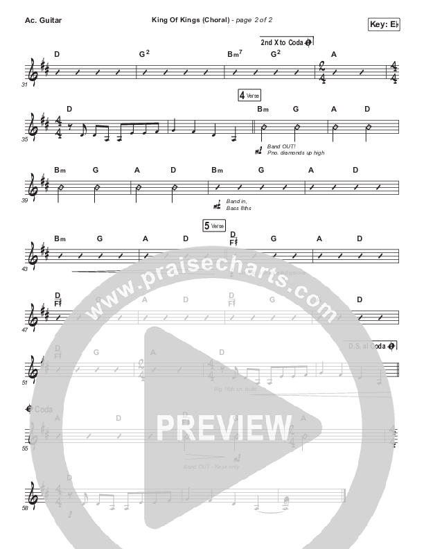 King Of Kings (Choral Anthem SATB) Acoustic Guitar (Hillsong Worship / Arr. Luke Gambill)