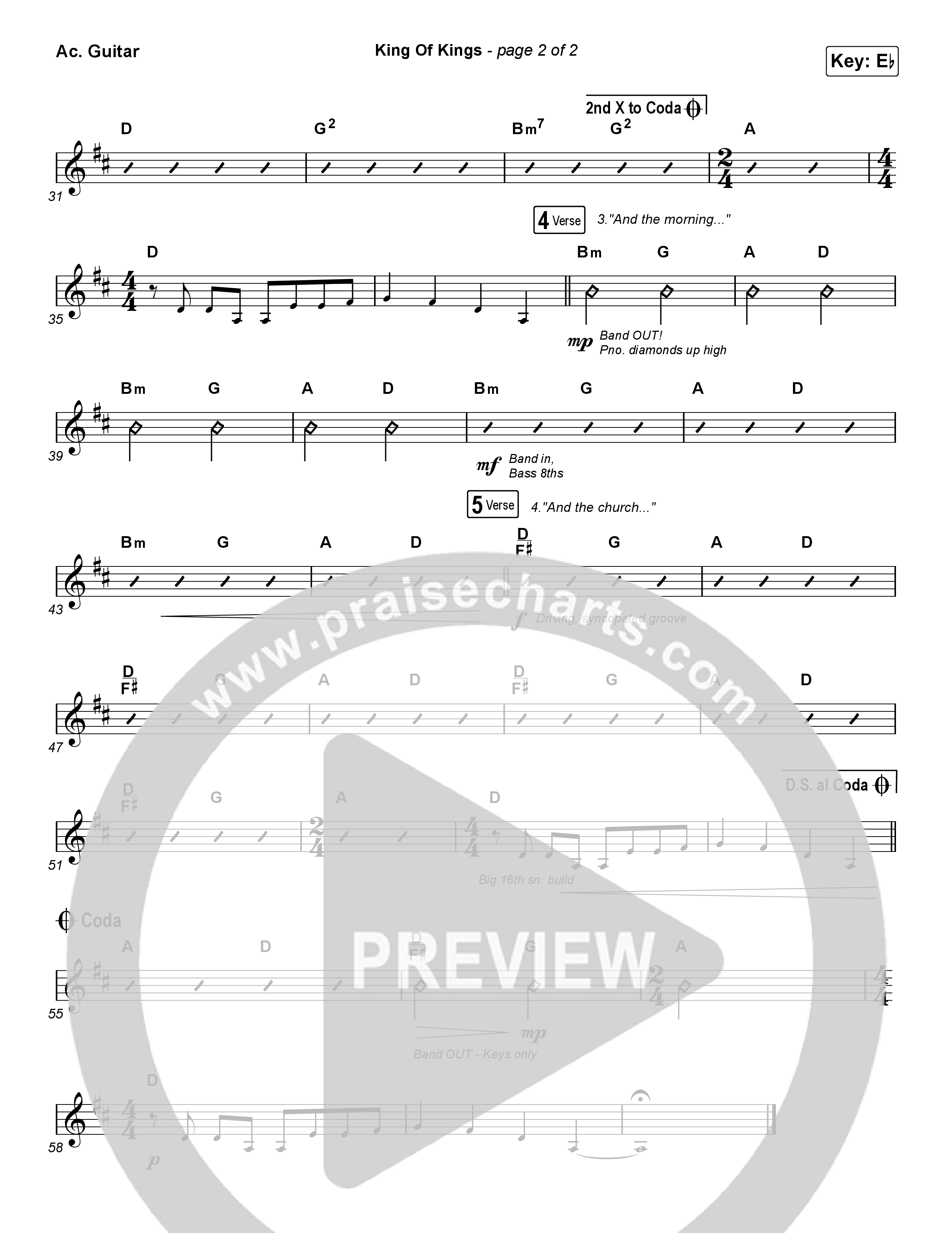 King Of Kings (Choral Anthem SATB) Acoustic Guitar (Hillsong Worship / Arr. Luke Gambill)
