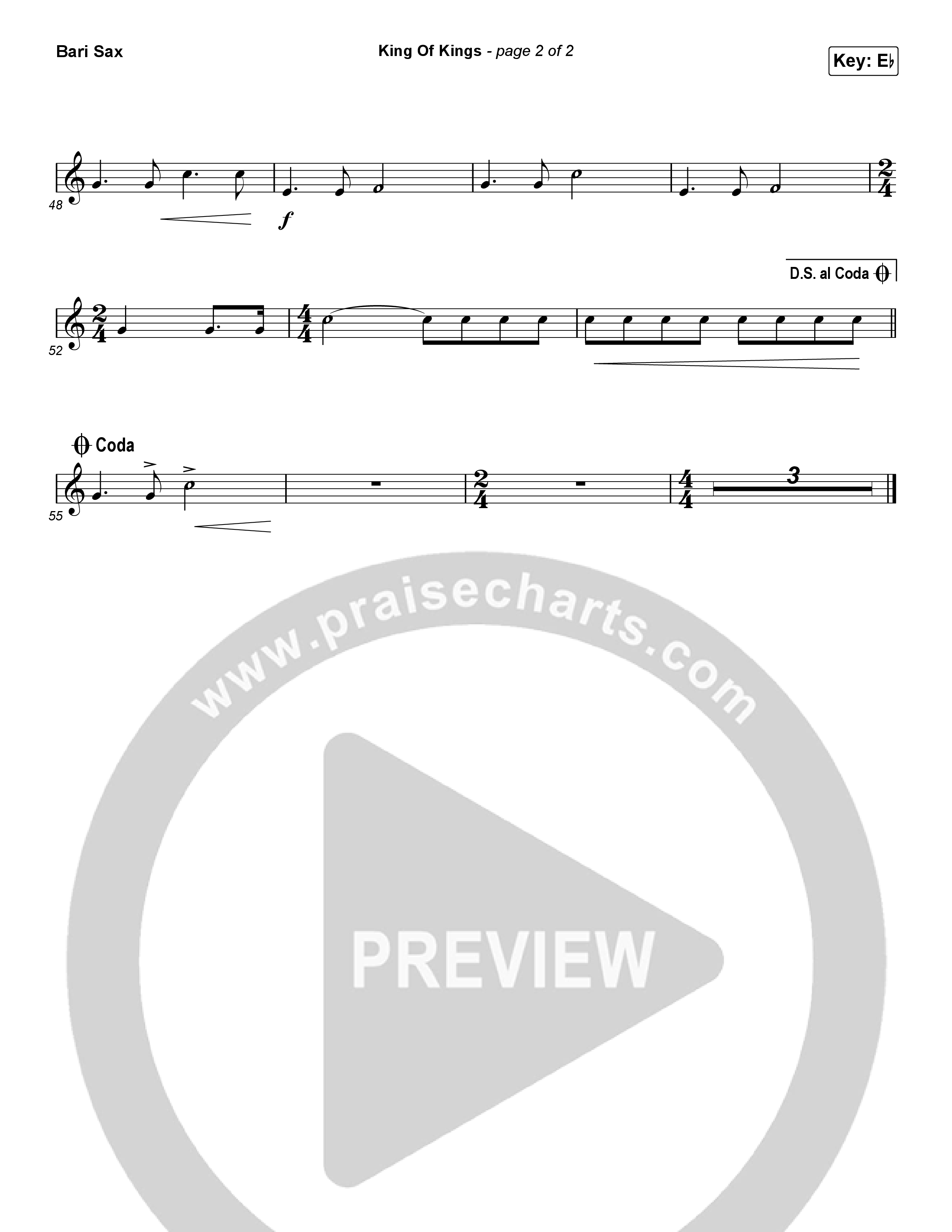 King Of Kings (Choral Anthem SATB) Bari Sax (Hillsong Worship / Arr. Luke Gambill)
