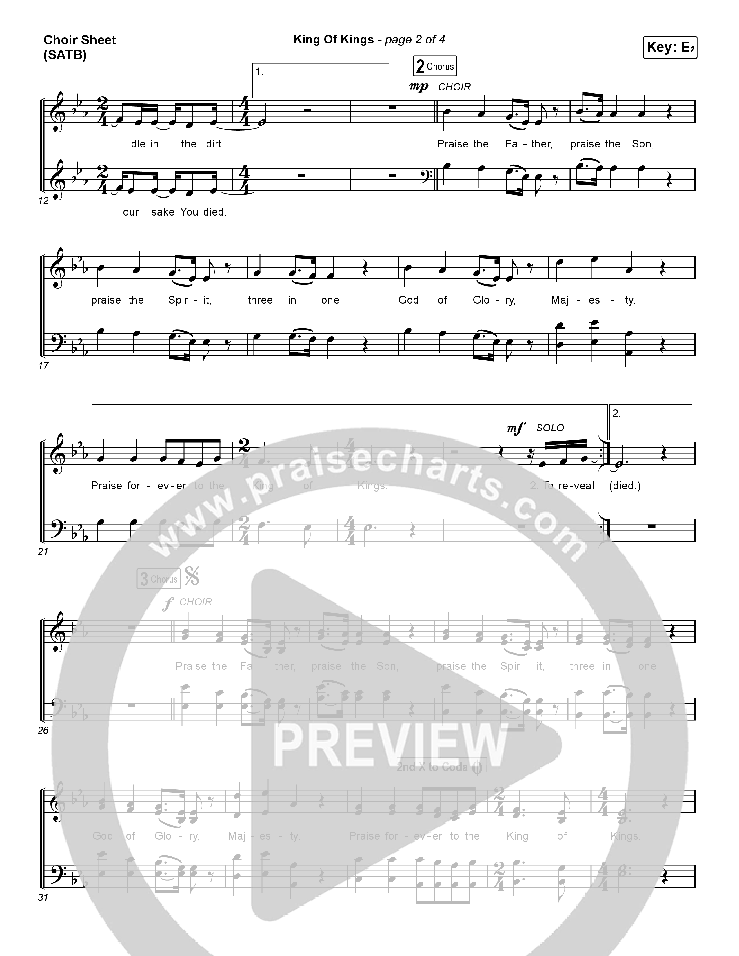 King Of Kings (Choral Anthem SATB) Choir Vocals (SATB) (Hillsong Worship / Arr. Luke Gambill)