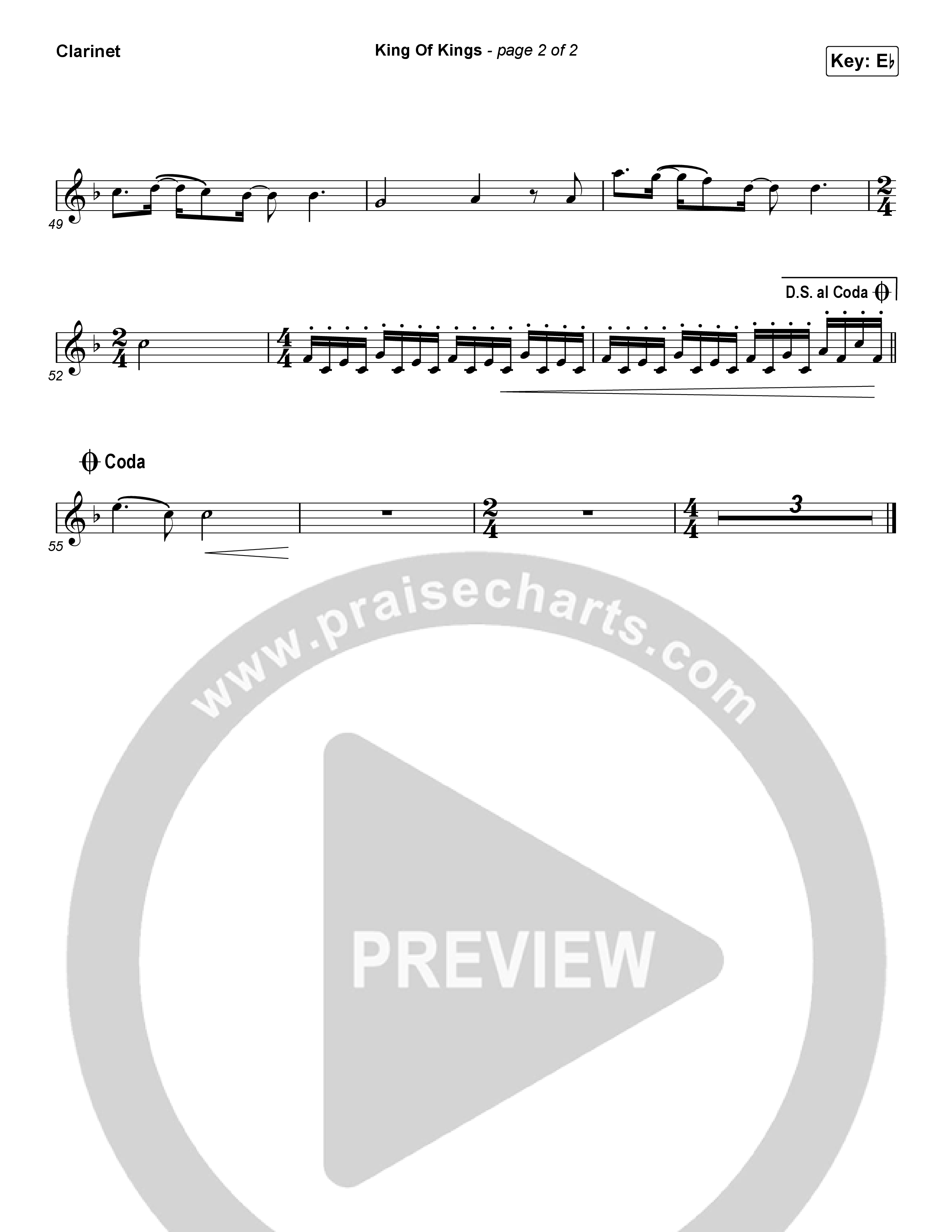 King Of Kings (Choral Anthem SATB) Clarinet (Hillsong Worship / Arr. Luke Gambill)