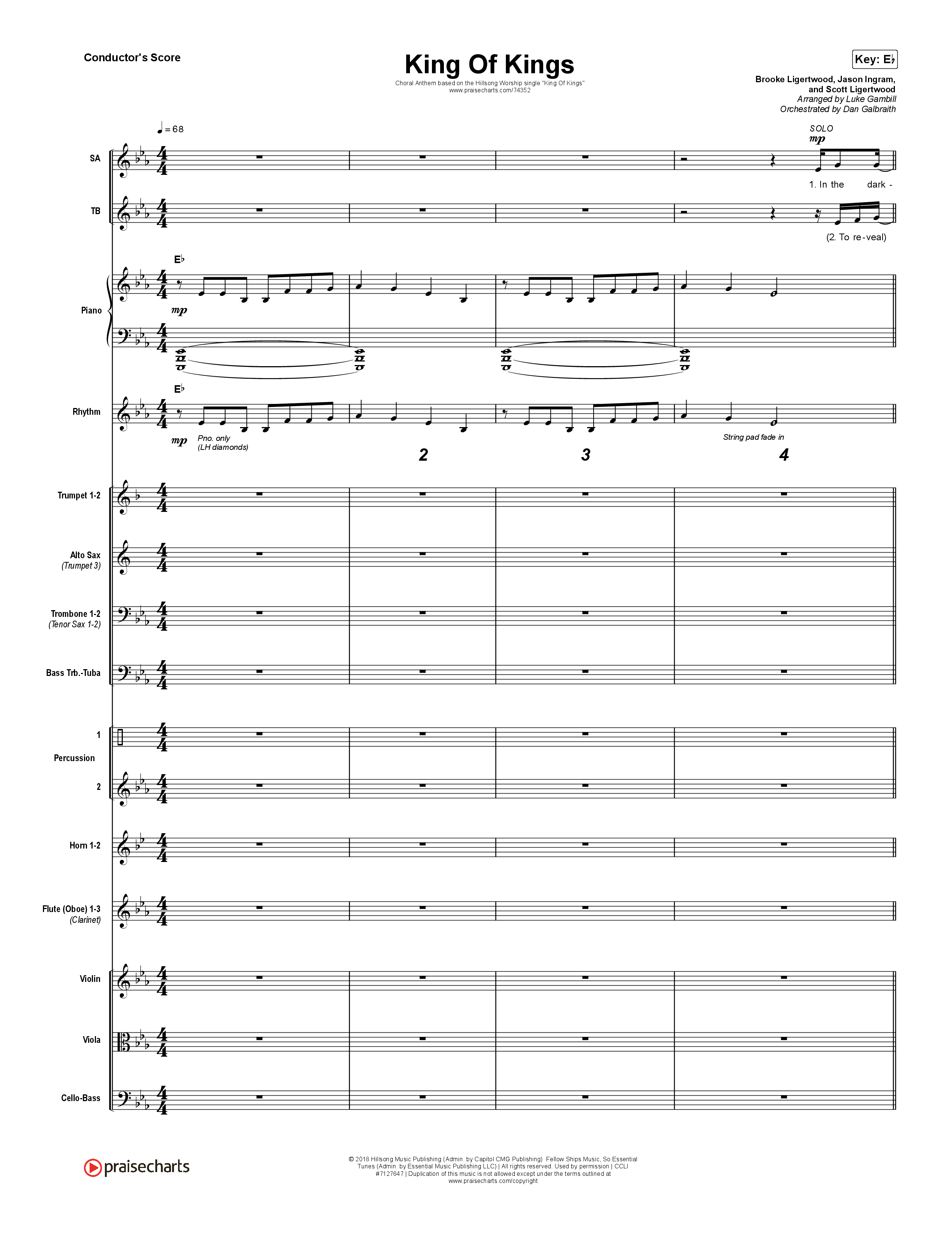 King Of Kings (Choral Anthem SATB) Orchestration (Hillsong Worship / Arr. Luke Gambill)