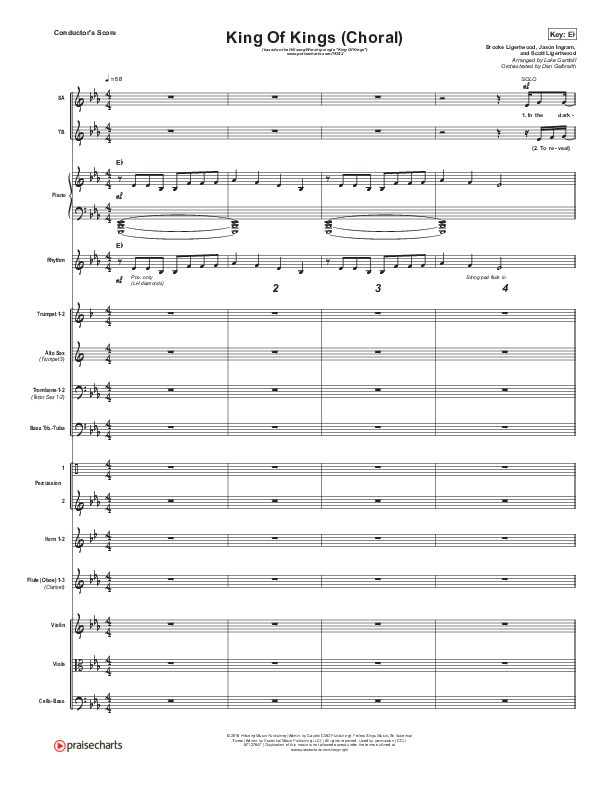 King Of Kings (Choral Anthem SATB) Conductor's Score (Hillsong Worship / Arr. Luke Gambill)