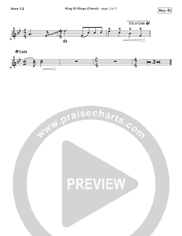 King Of Kings (Choral Anthem SATB) French Horn 1/2 (Hillsong Worship / Arr. Luke Gambill)
