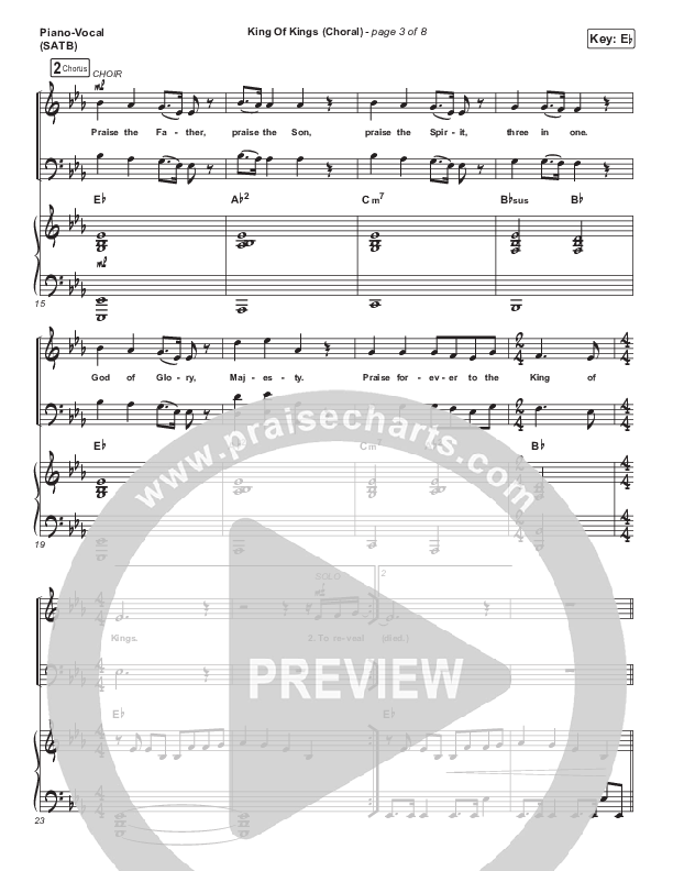 King Of Kings (Choral Anthem SATB) Piano/Vocal (SATB) (Hillsong Worship / Arr. Luke Gambill)