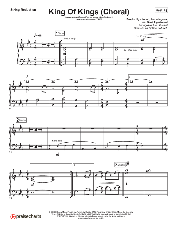 King Of Kings (Choral Anthem SATB) String Pack (Hillsong Worship / Arr. Luke Gambill)