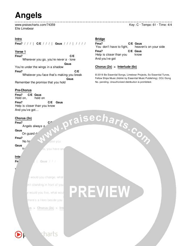 Angels Chords & Lyrics (Elle Limebear)