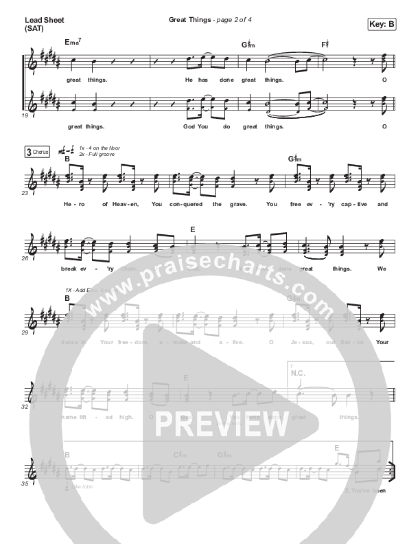 Great Things Lead Sheet (SAT) (Shane & Shane/The Worship Initiative)