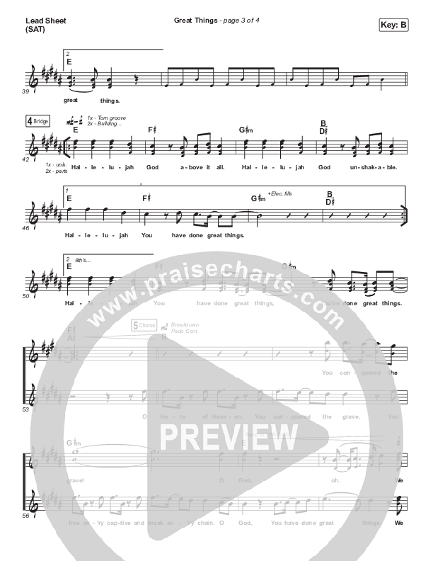 Great Things Lead Sheet (SAT) (Shane & Shane/The Worship Initiative)