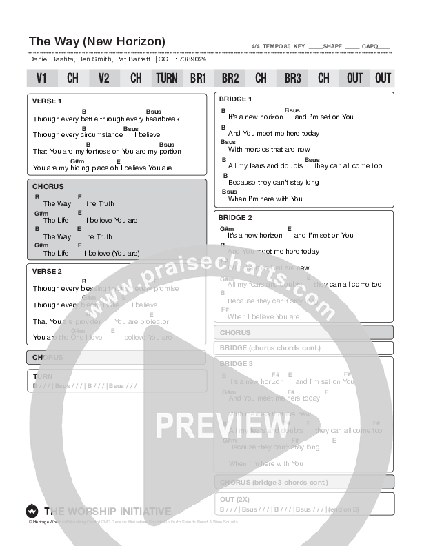 The Way (New Horizon) Chord Chart (Shane & Shane/The Worship Initiative)