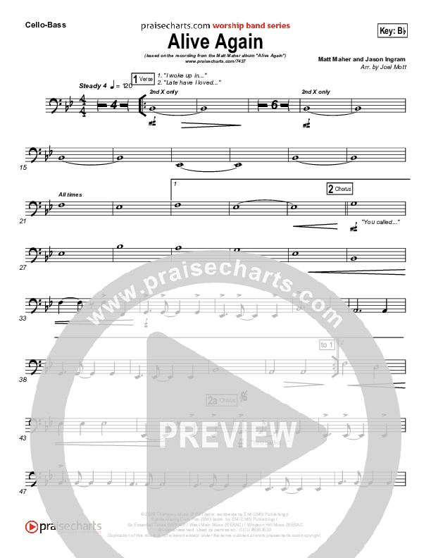 Alive Again Cello/Bass (Matt Maher)