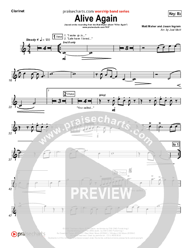 Alive Again Clarinet (Matt Maher)