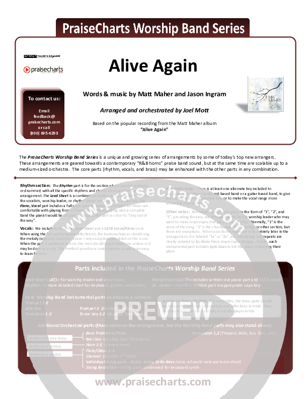 Alive Again Cover Sheet (Matt Maher)