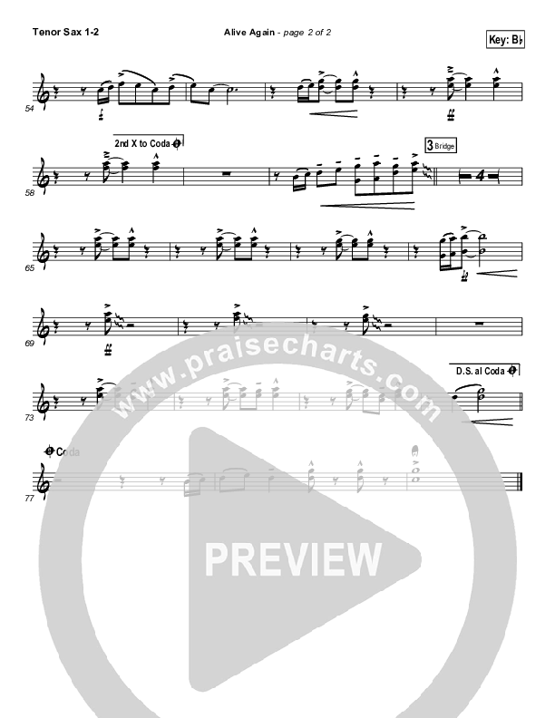Alive Again Tenor Sax 1/2 (Matt Maher)