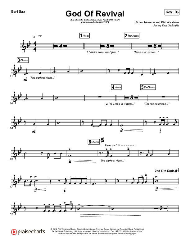 God Of Revival (Live) Bari Sax (Bethel Music)