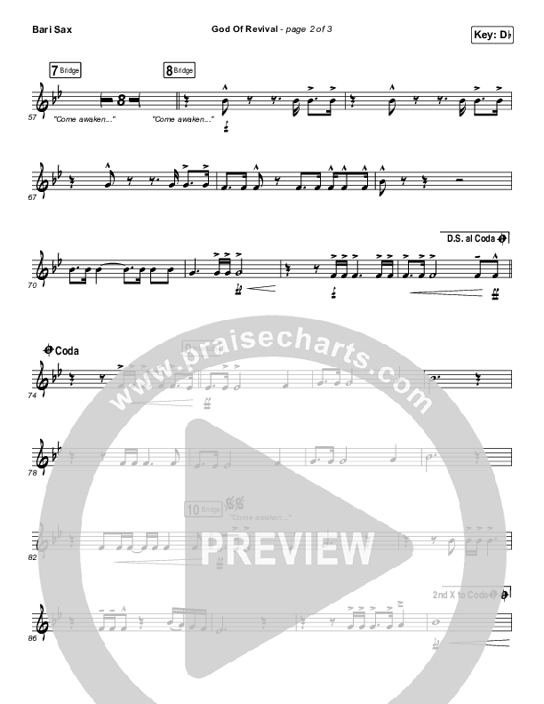 God Of Revival (Live) Bari Sax (Bethel Music)