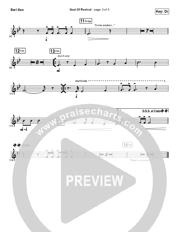 God Of Revival (Live) Bari Sax (Bethel Music)