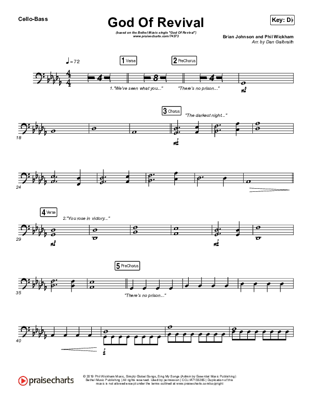 God Of Revival (Live) Cello/Bass (Bethel Music)