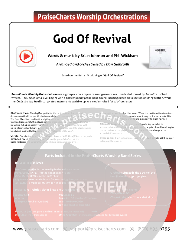 God Of Revival (Live) Cover Sheet (Bethel Music)