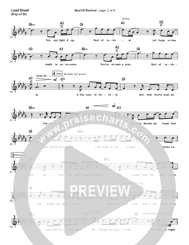 God Of Revival (Live) Lead Sheet (Melody) (Bethel Music)