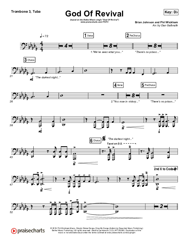 God Of Revival (Live) Trombone 3/Tuba (Bethel Music)