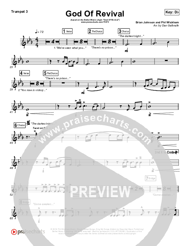 God Of Revival (Live) Trumpet 3 (Bethel Music)